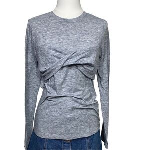 Dinamite Gray Twist Front Long Sleeve Top Size L